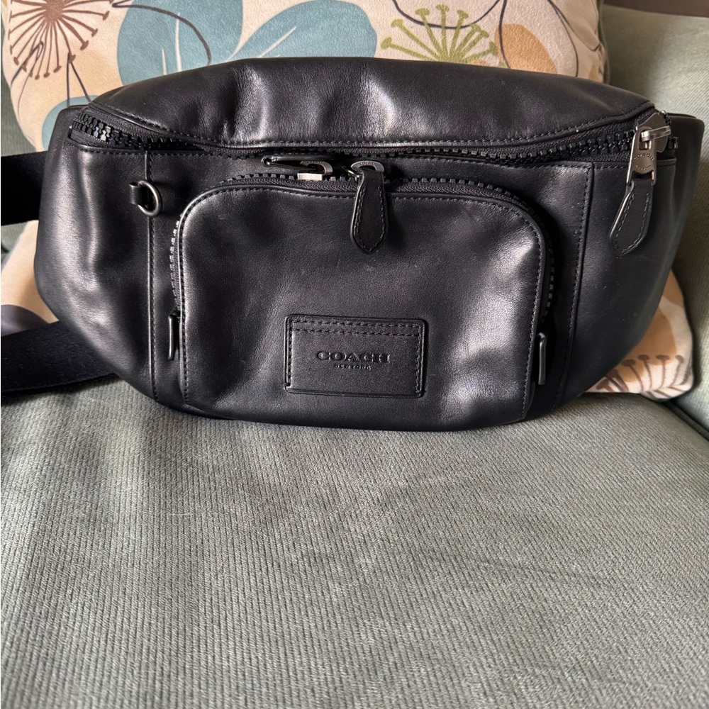 SOLD Coach Black Leather Belt Bag